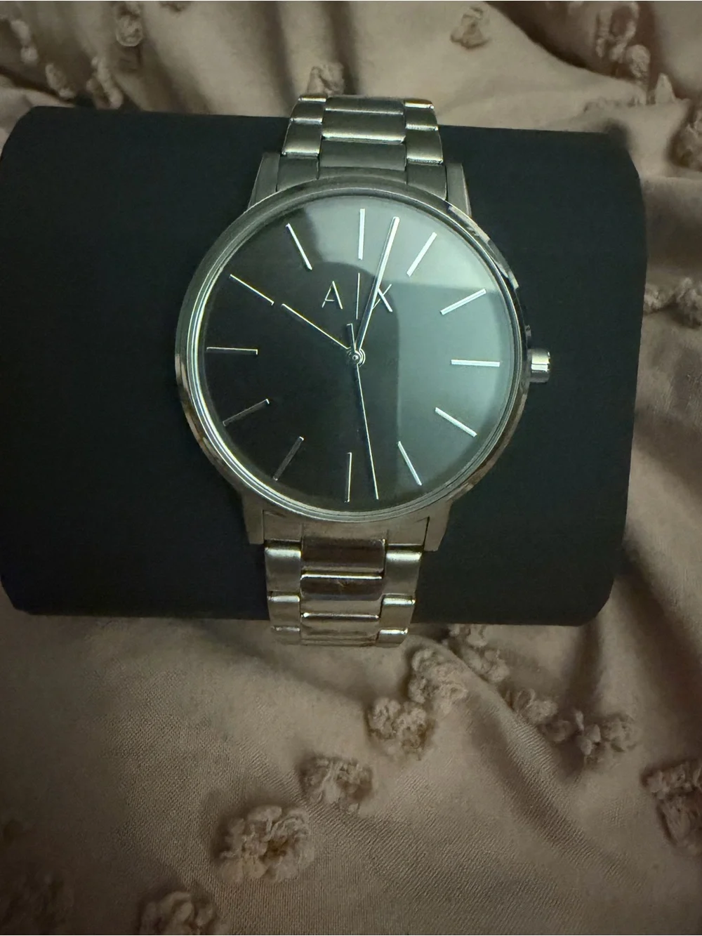 Armani Exchange Silver Stainless Steel Link Bracelet Watch with A|X Clasp